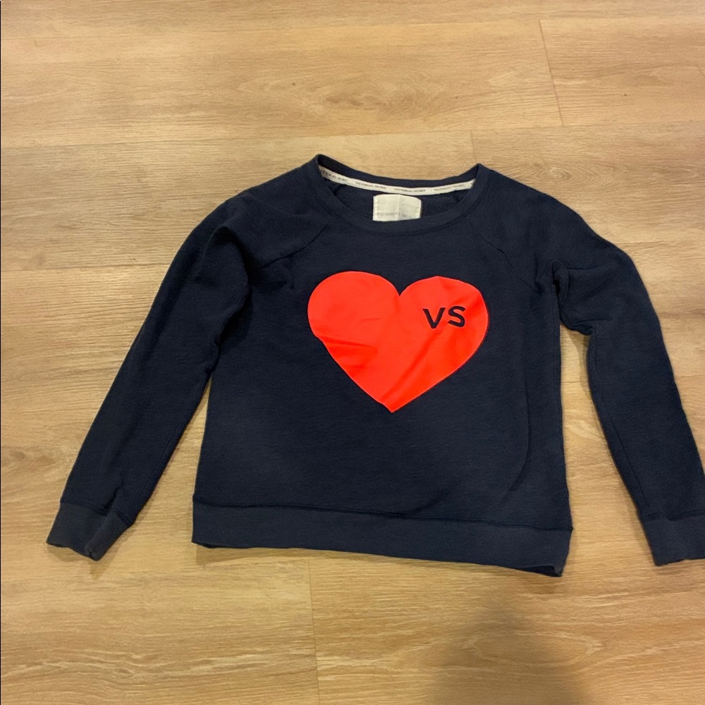 Victoria's Secret Navy Blue Sweatshirt With a Giant Heart worn 1 x Sz S